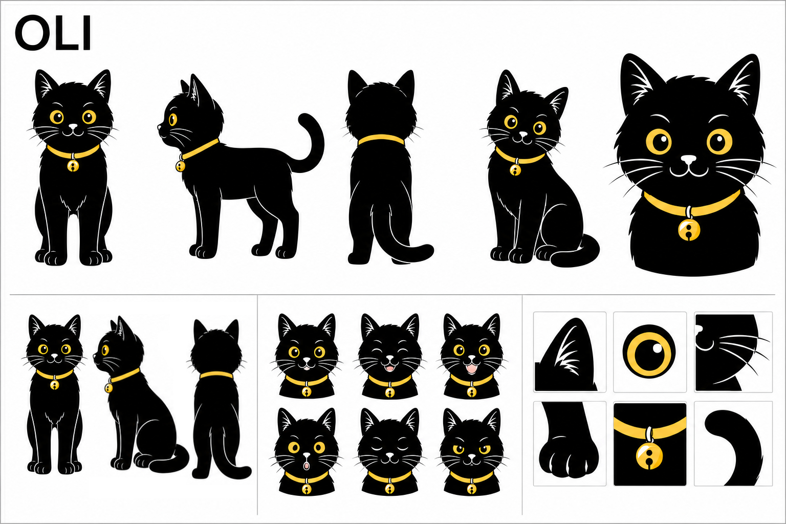 Oli, gatito negro con collar amarillo