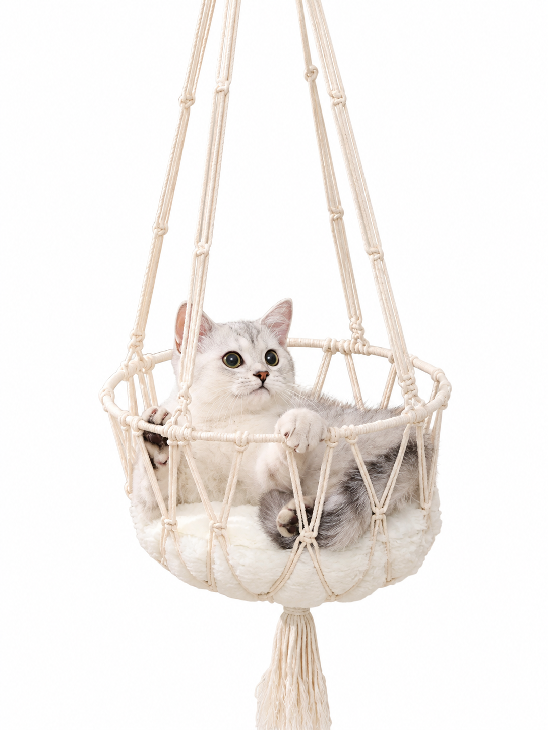 Hamaca colgante de macramé